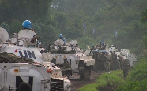 UN peacekeeping vehicles near Goma